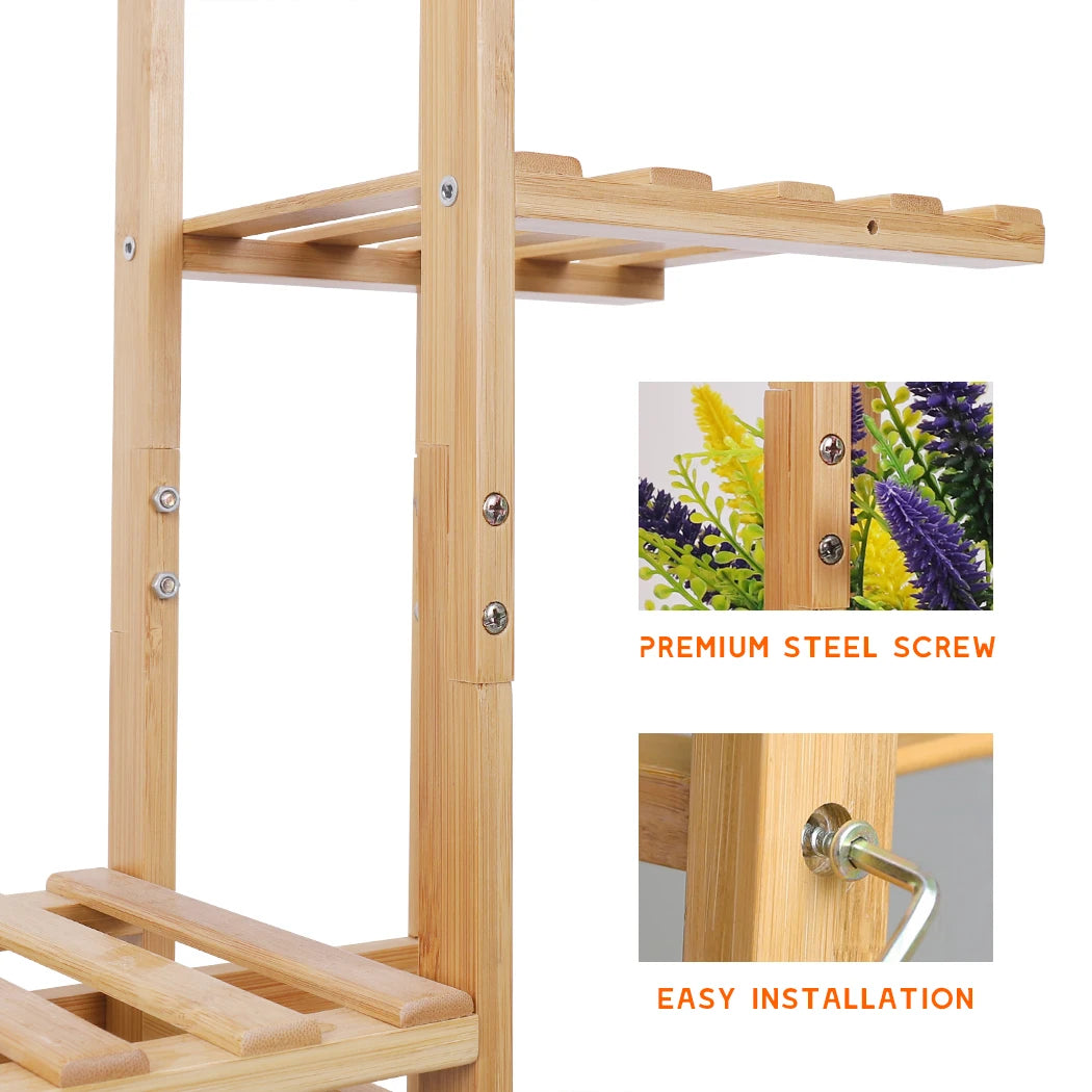 6-Tier Bamboo Plant Stand Rack for Indoor Outdoor Display