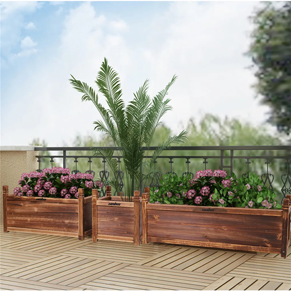 Wooden Raised Planter Box For Indoor Outdoor Garden Beds