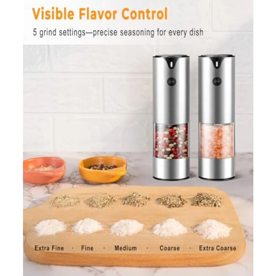 Rechargeable Electric Salt And Pepper Grinder Set Auto Grind