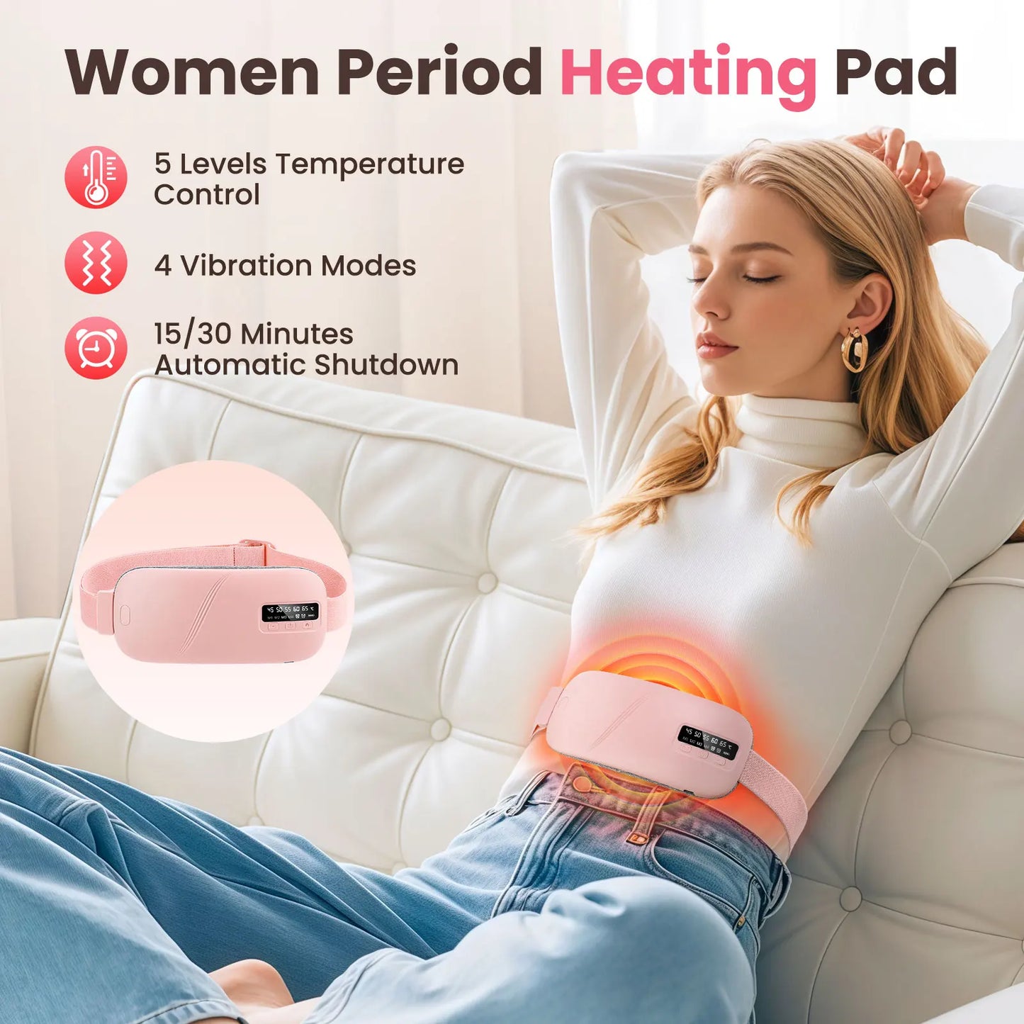 Hailicare Menstrual Heating Pad and Waist Massager Rechargeable