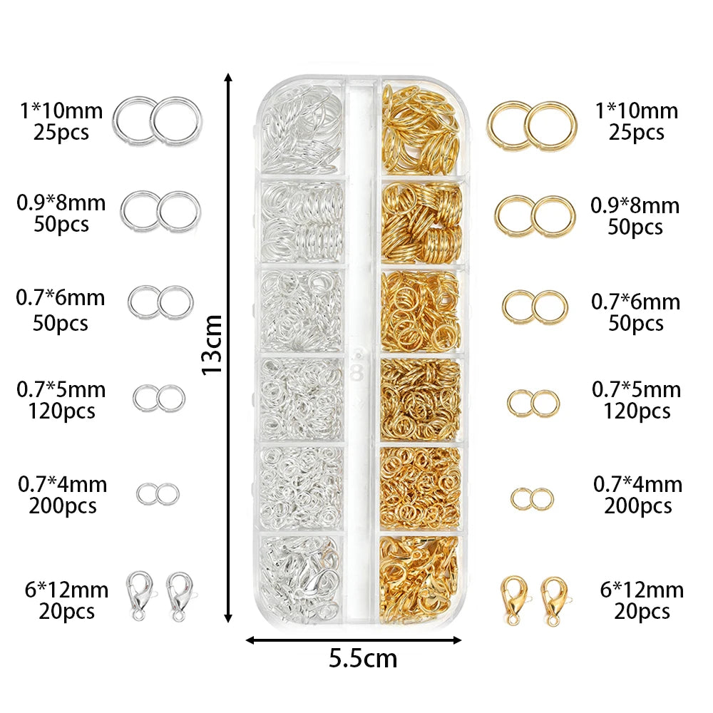 AGCFABS 930Pcs Jewelry Findings Kit With Lobster Clasps Pliers Tweezers