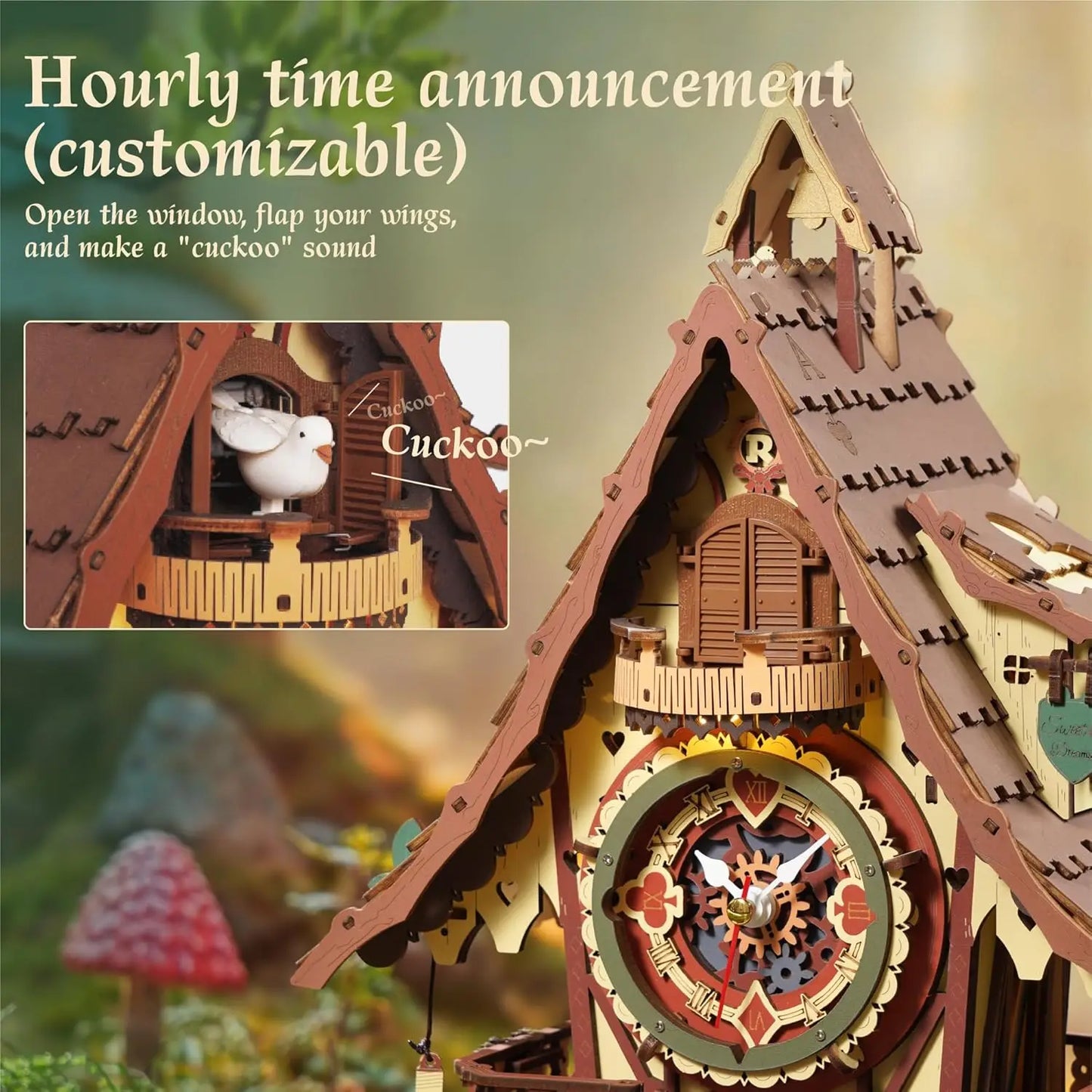 Robotime Cuckoo Clock 3D Puzzle Kit Black Forest Cuckoo Bird