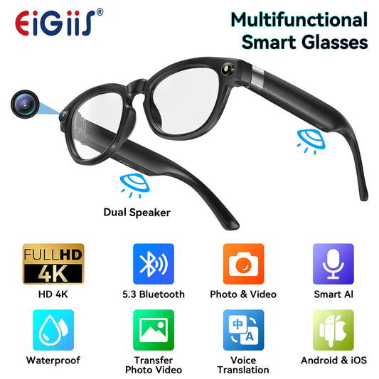 EIGIIS AI Smart Glasses Bluetooth Call And AI Translation Waterproof