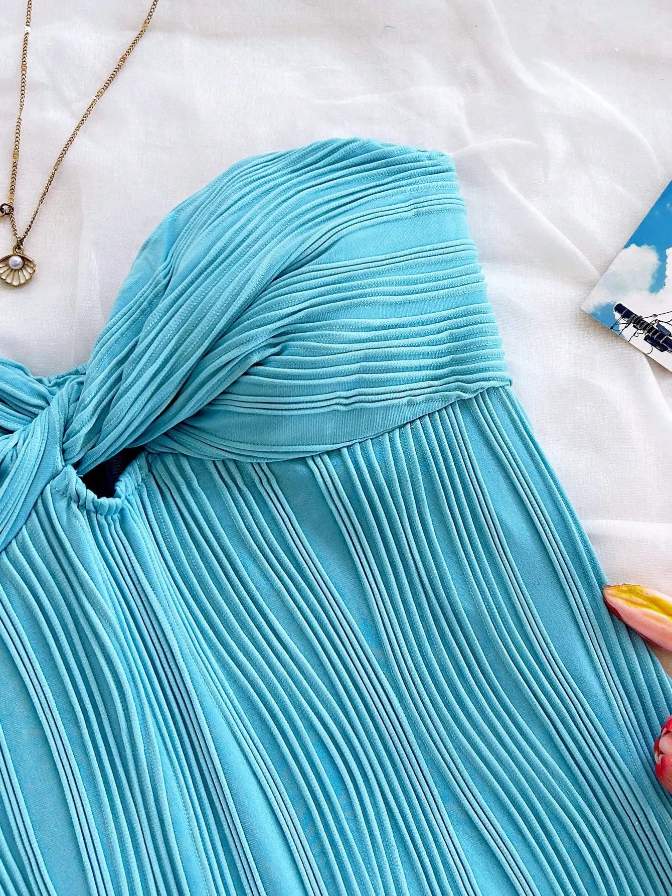 Pleated Elegant Strapless Twist Knot A-Line Mini Dress
