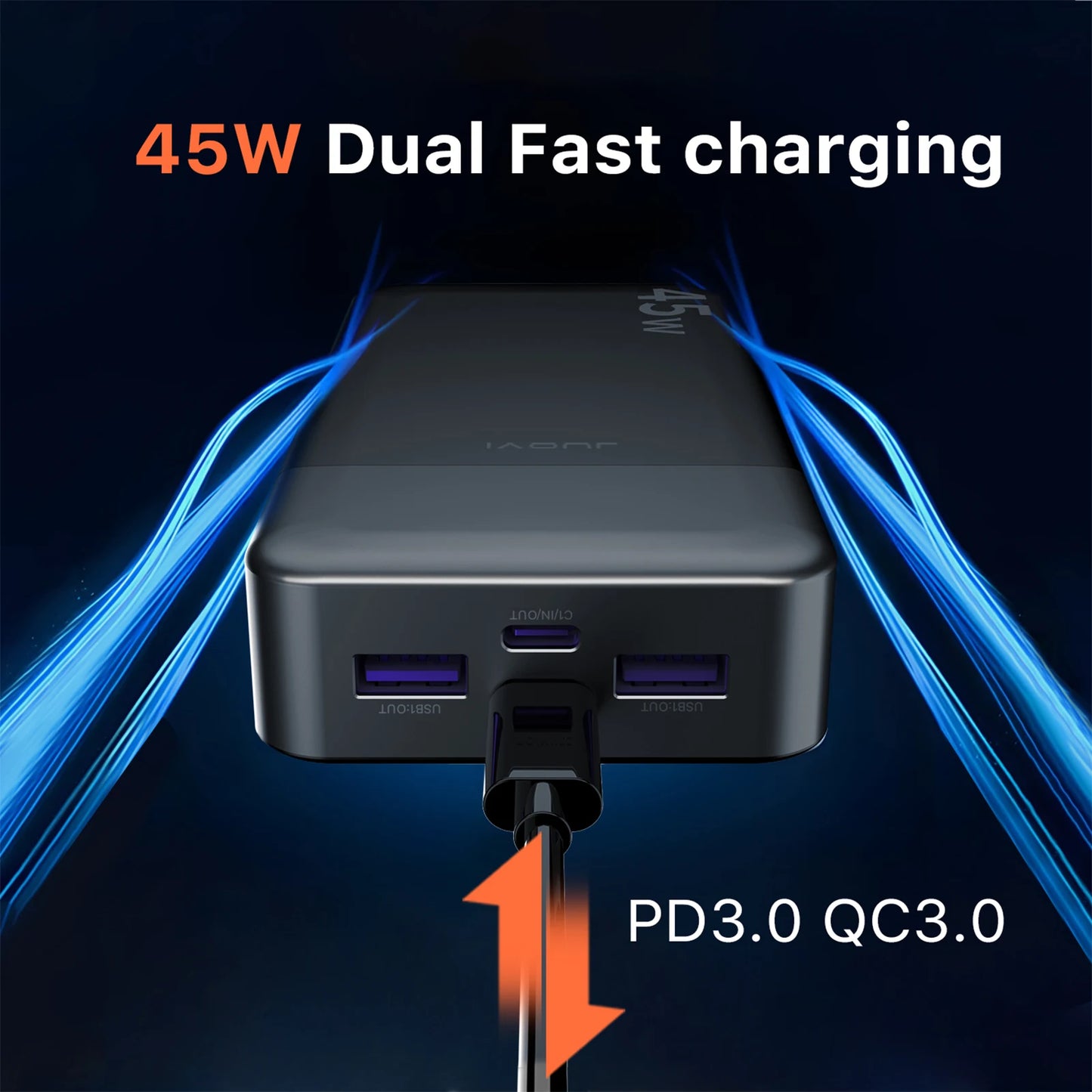 JUOVI 20000mAh 45W Fast Charging Power Bank With LED Display