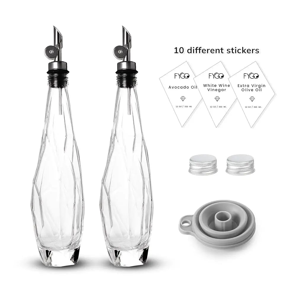Bonjean Diamond Lux Olive Oil Bottle Dispenser Set Glass Pourer
