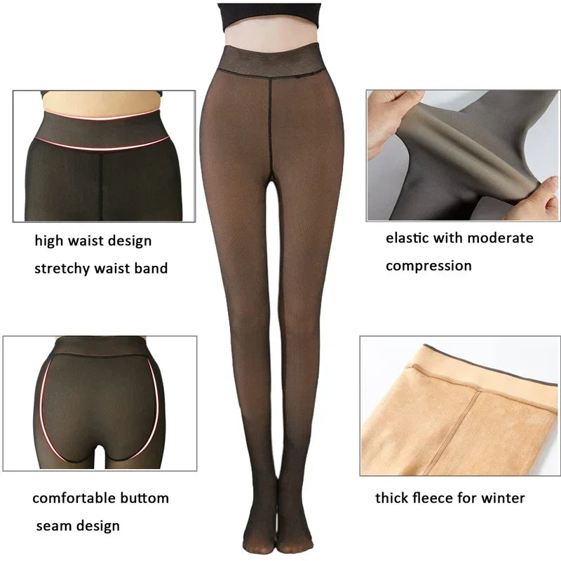 Fleece Lined Winter Warm Leggings For Women Insulated Tights
