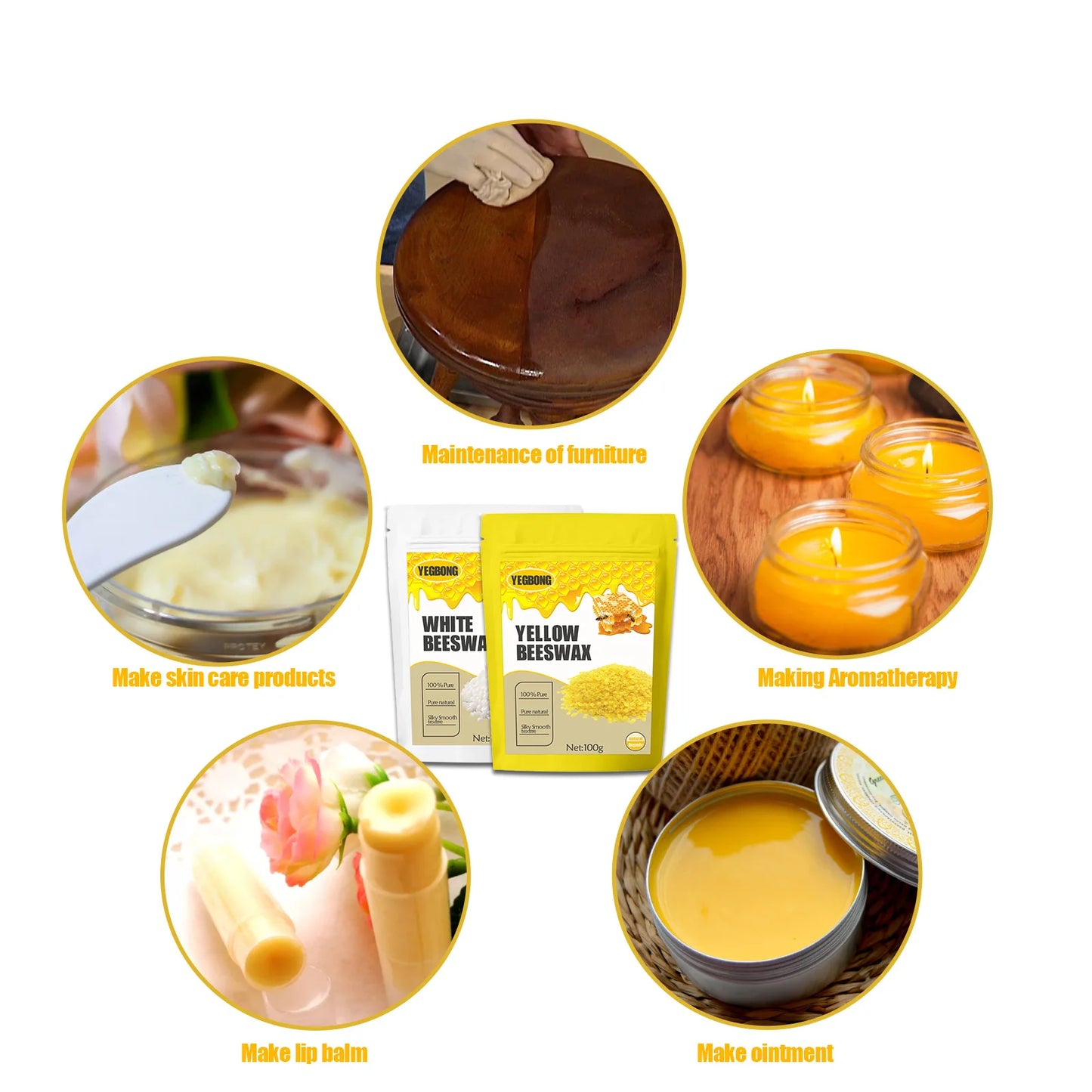 Pure Organic Beeswax For Lip Balm And Aromatherapy Candles