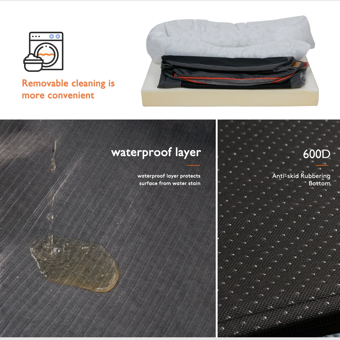 BINGOPAW Dog Bed Waterproof With Removable Washable Cover
