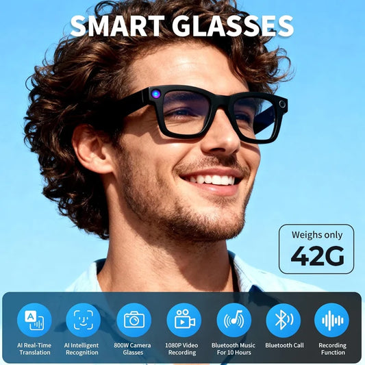 AI Smart Glasses With 4K Camera Translator Bluetooth 5.3 Sunglasses