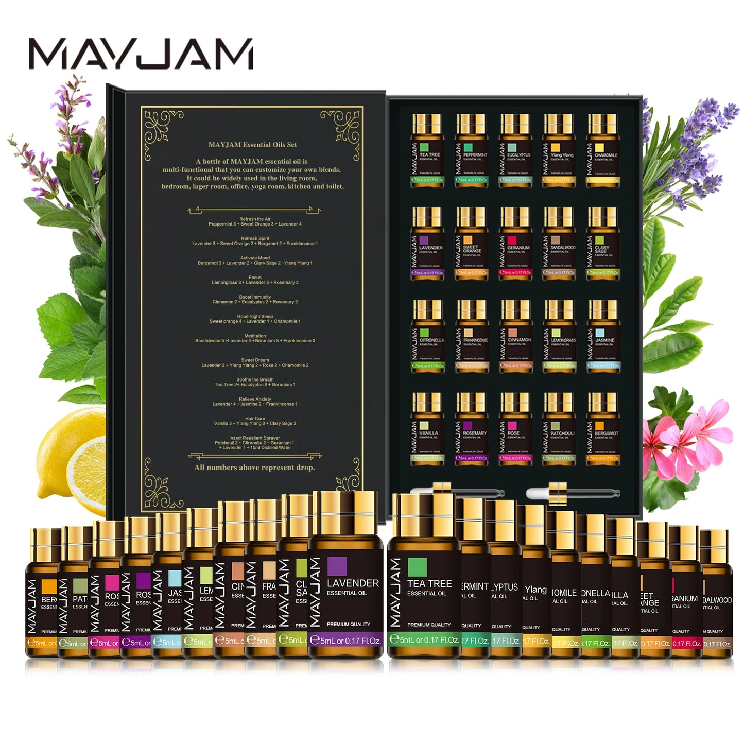 MAYJAM 20 Bottle Essential Oils Kit Set Assorted Scents