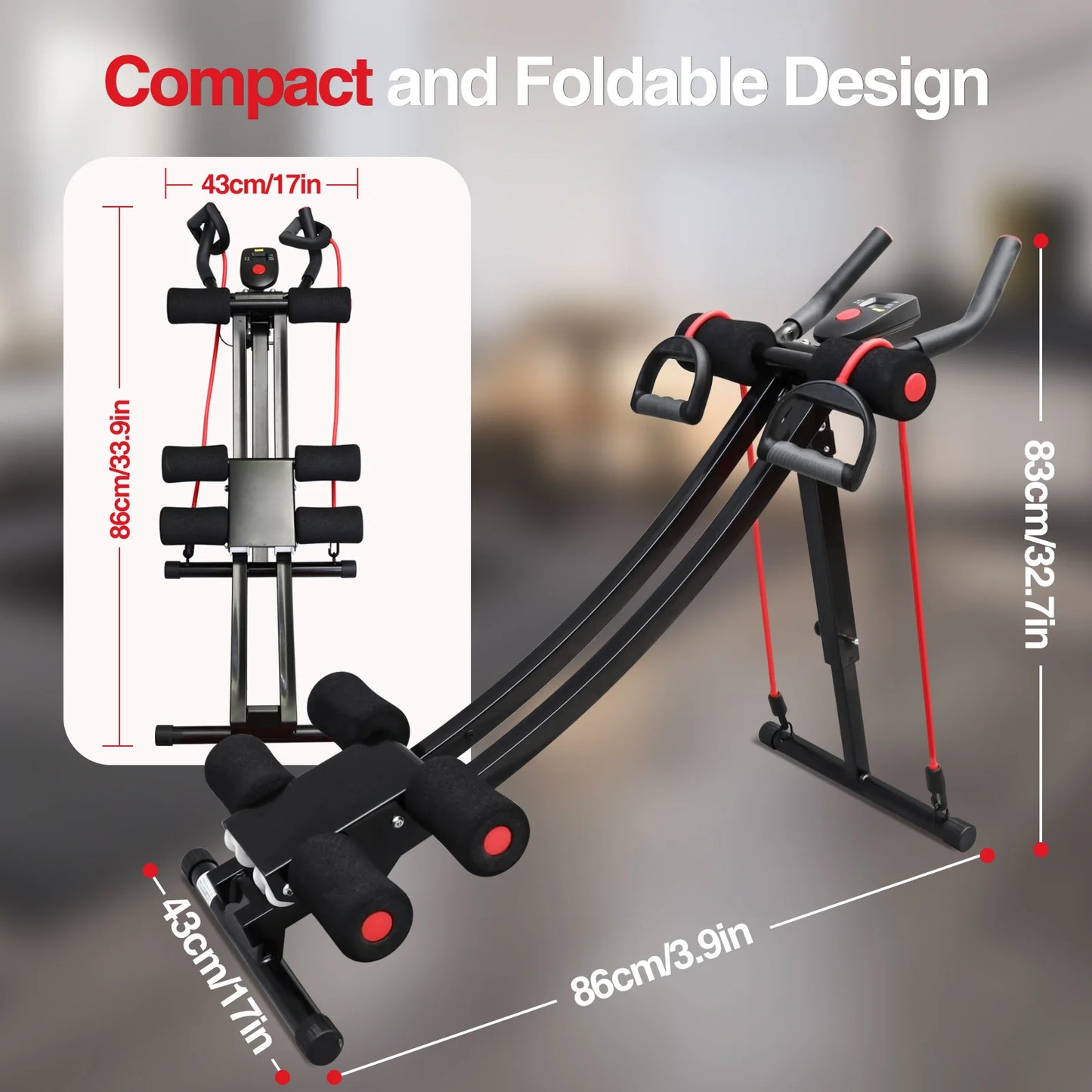 GIKPAL Foldable Ab Machine With LCD Display For Home Gym