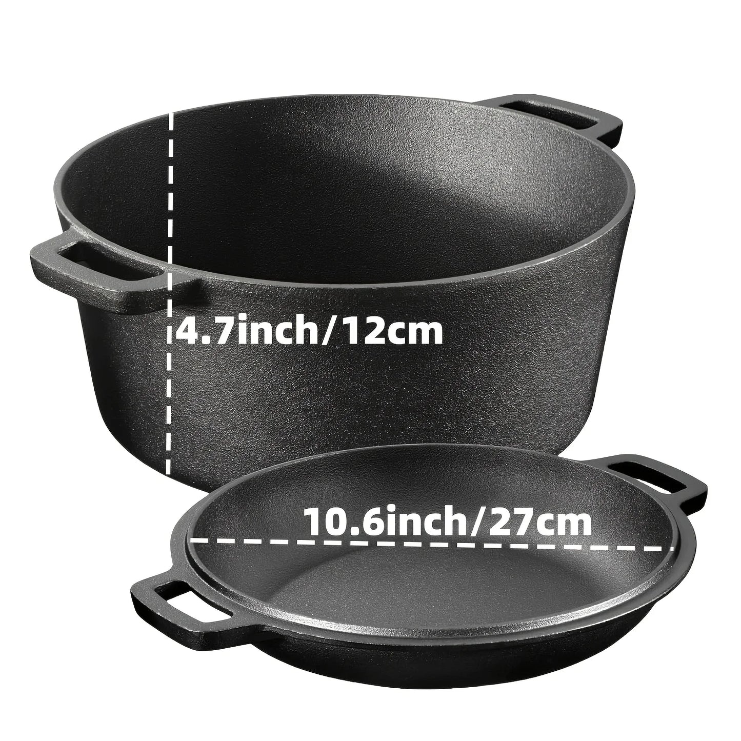 AEDG Cast Iron Skillet Set Preseasoned HeavyDuty Pans Oven Grill