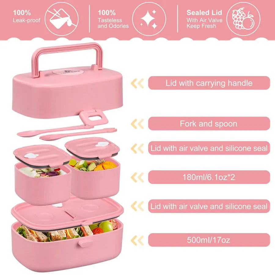 Bento Lunch Box With 8oz Soup Thermo Leakproof Containers
