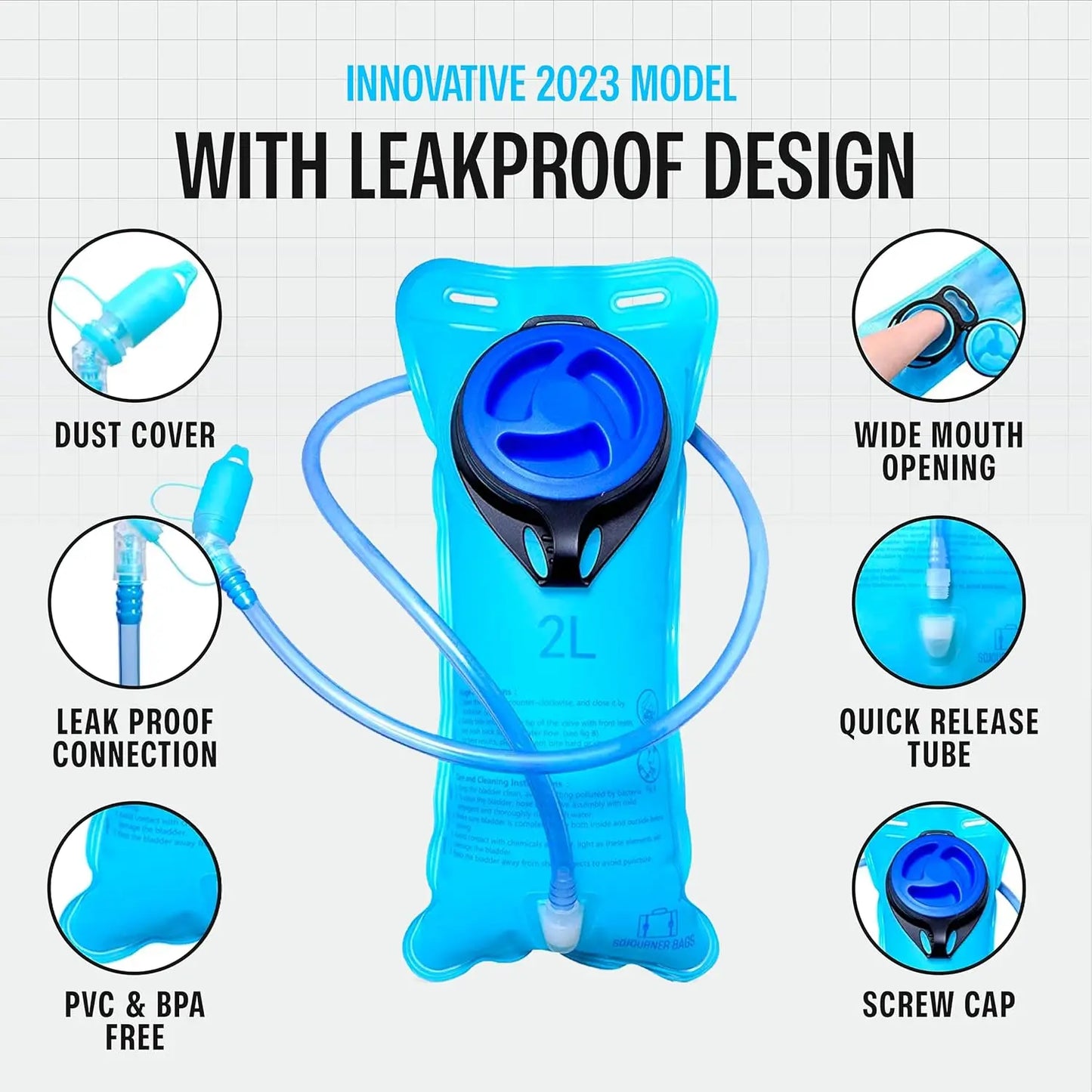 Hydration Backpack With 2L Bladder Leakproof Lightweight Pack