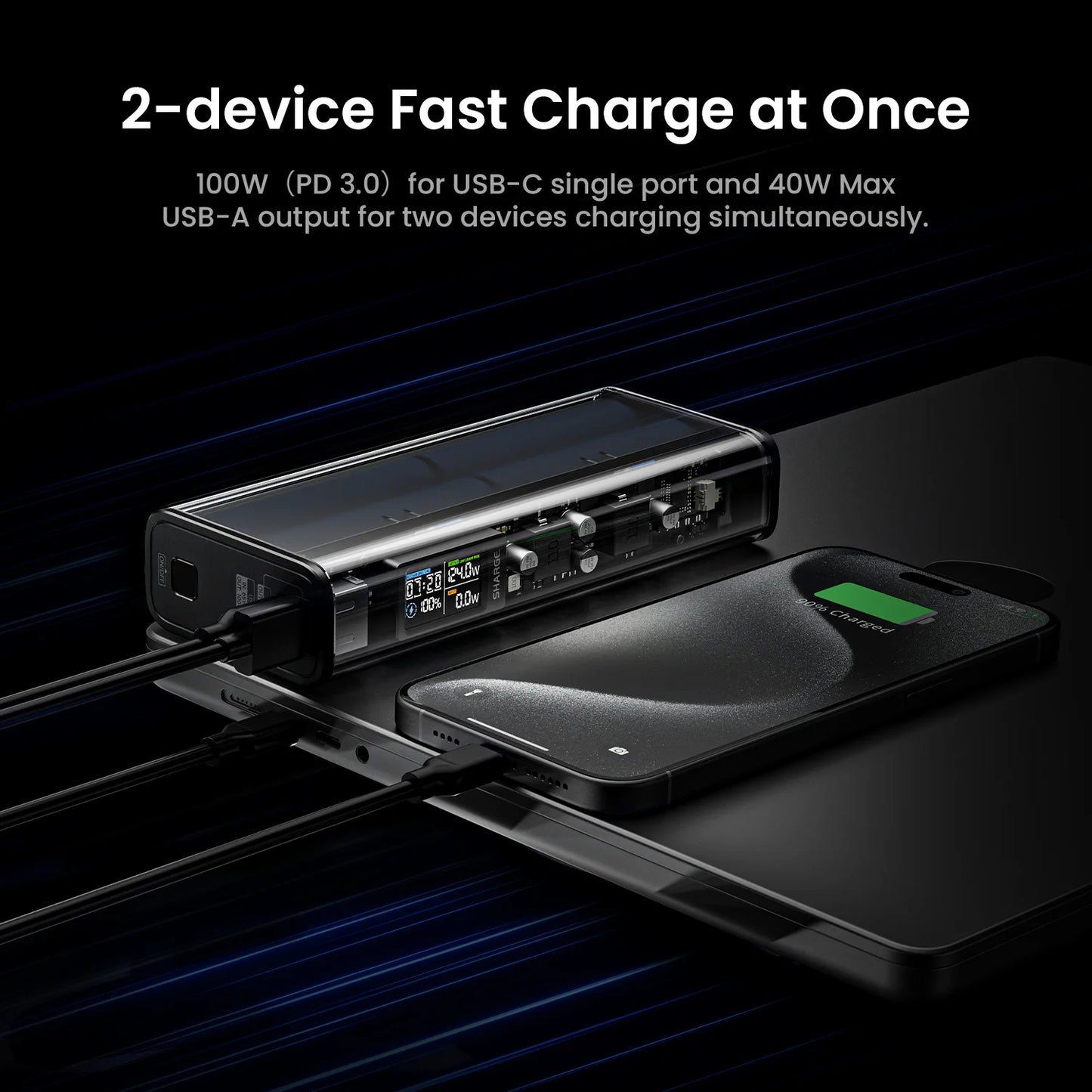 Shargeek 140W Power Bank 20000mAh USB C USB A Charger
