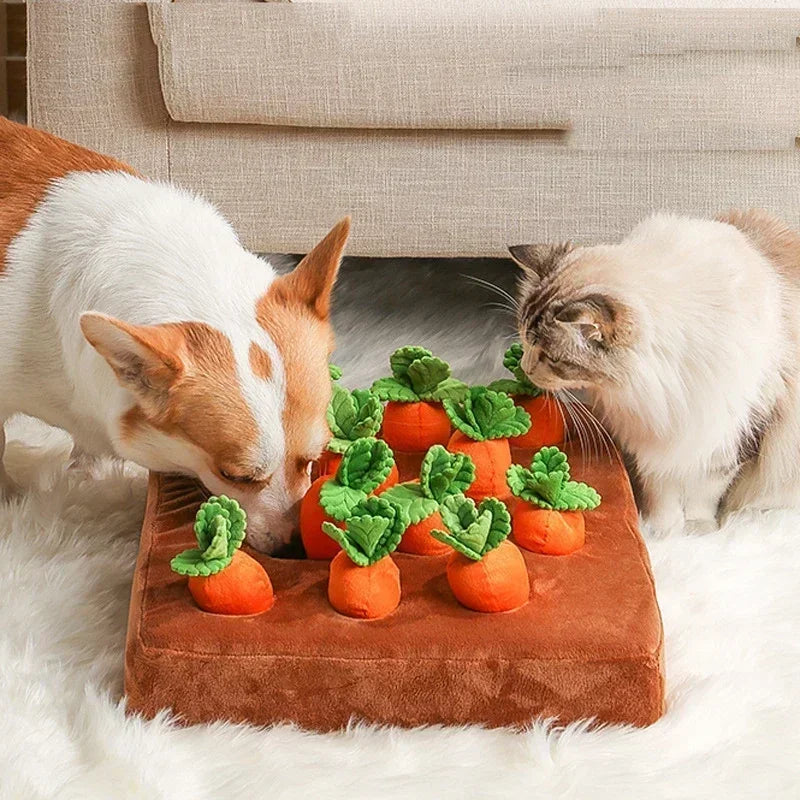 Dog Snuffle Mat Carrot Plush Toy Interactive Puzzle For Pets