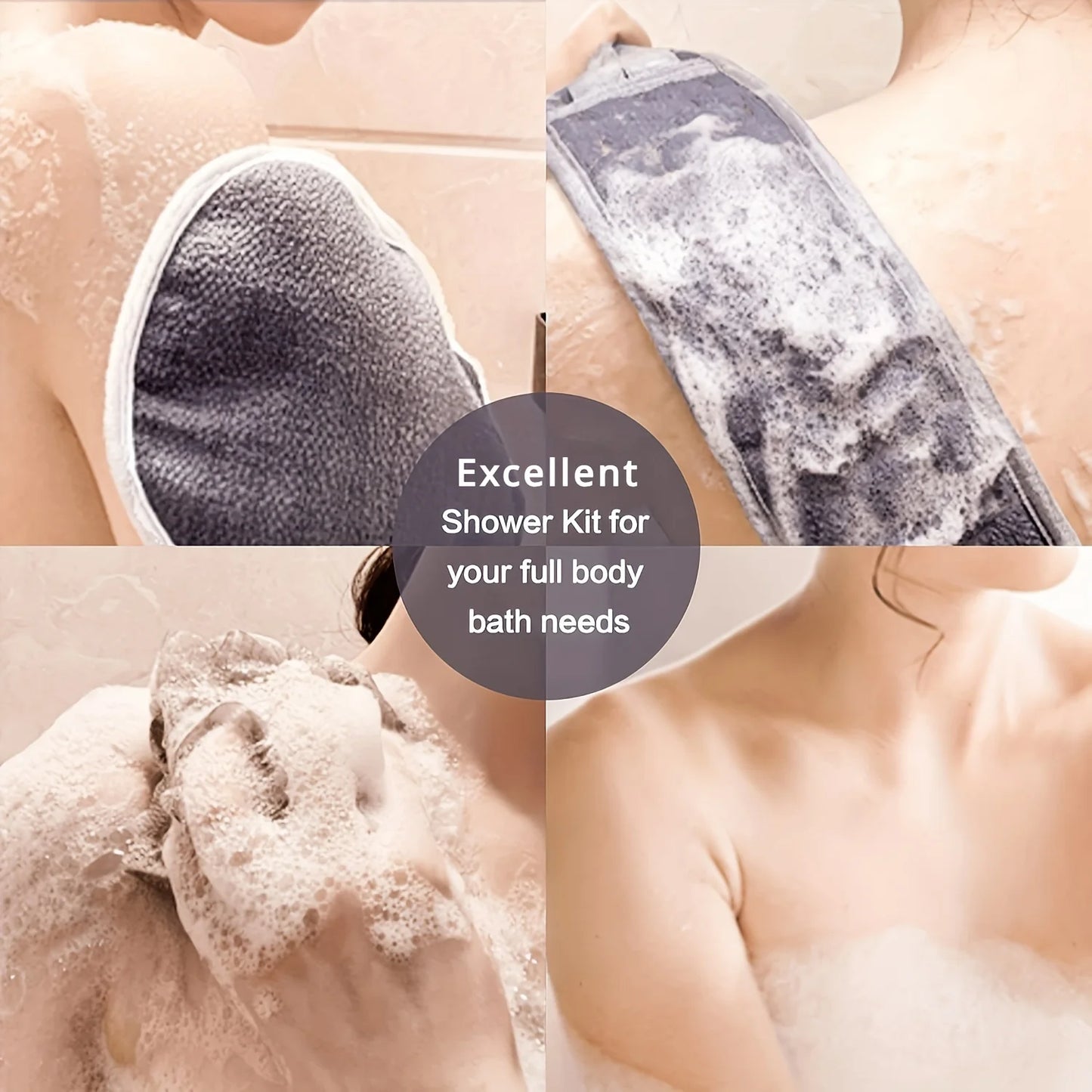 Exfoliating Body Scrubber Set With Back Scrubber Bath Glove And Loofah