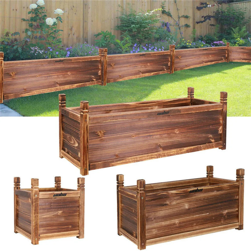 Wooden Raised Planter Box For Indoor Outdoor Garden Beds