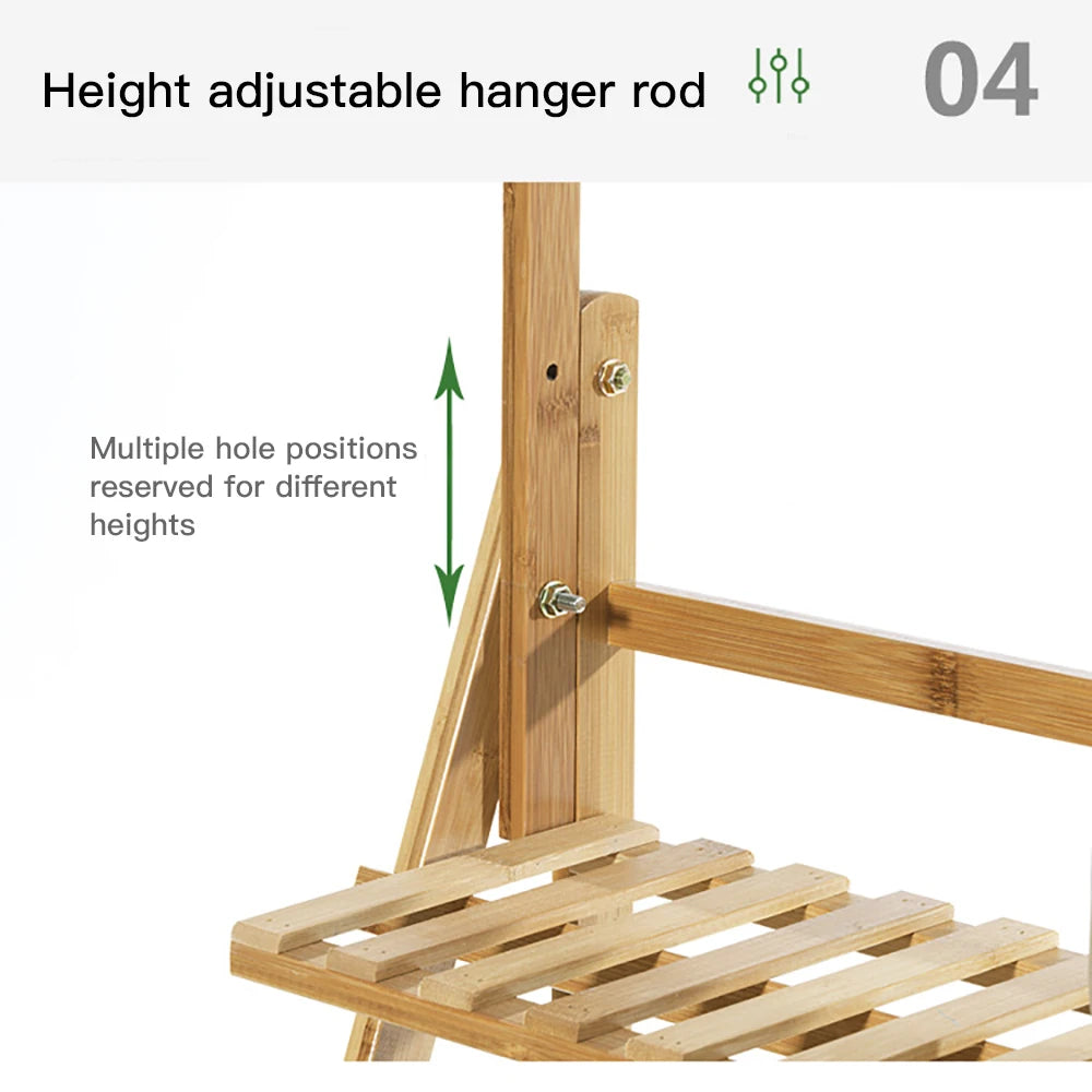 Bamboo 3 Tier Folding Plant Stand for Indoor and Outdoor Pots