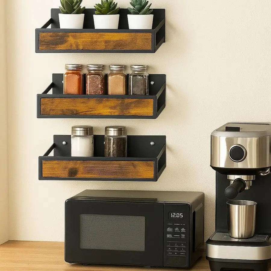 Wall Mount Spice Rack Organizer Set, 6 Pack, Screw Or Adhesive