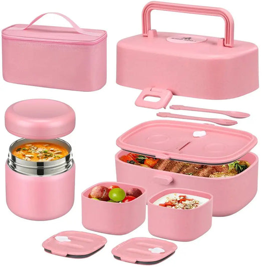 Bento Lunch Box With 8oz Soup Thermo Leakproof Containers