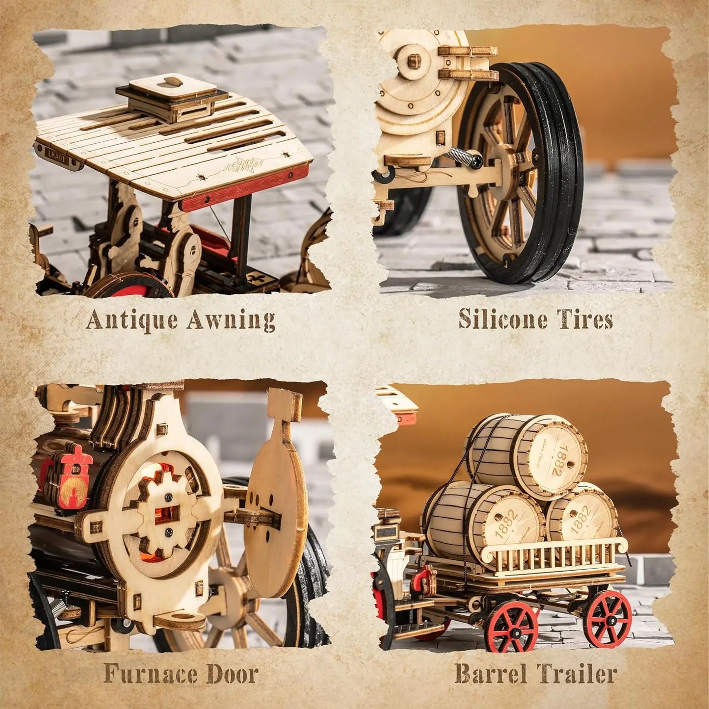 Robotime Rokr Car Model Building Kit 3D Wooden Puzzle Steam Locomotive