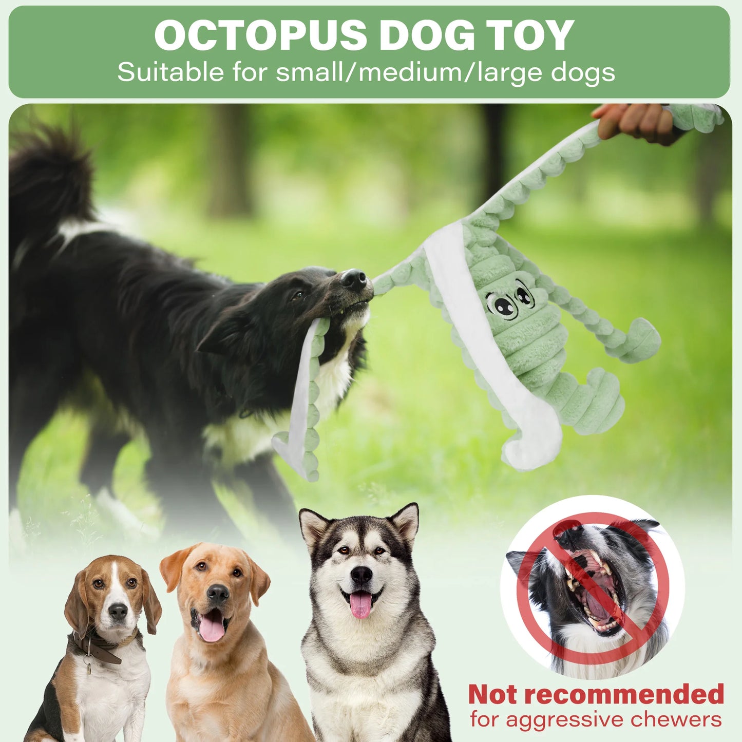 Octopus Squeaky Plush Dog Toy for Small and Medium Dogs
