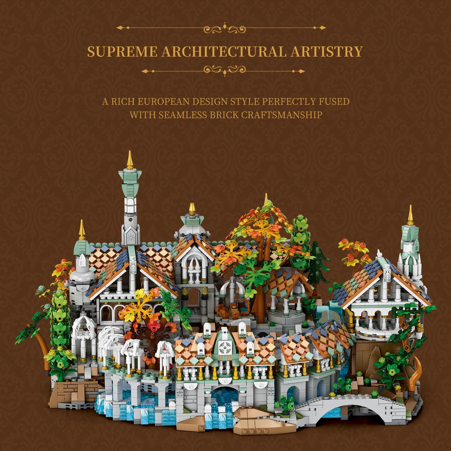 Barweer 4406 Pieces MOC Movie Rings Rivendell Castle Building Blocks