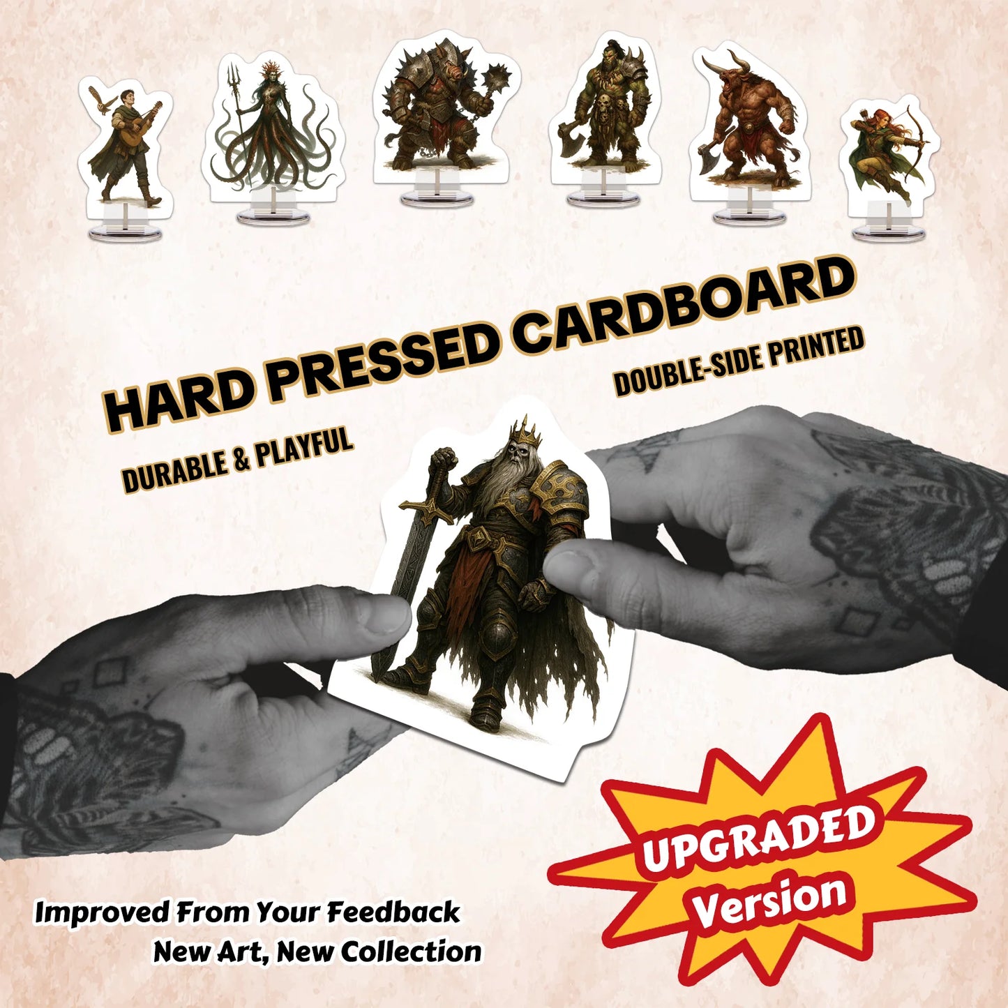 2D Tabletop RPG Miniature Set Cardboard Standee for DnD TTRPG