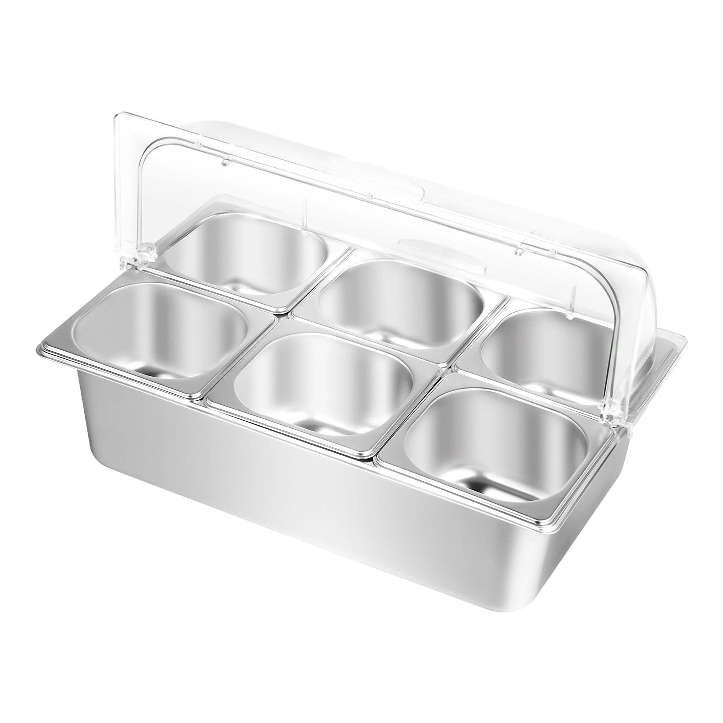 Bymaocar Countertop Condiment Dispenser With Six Pans Buffet Tray