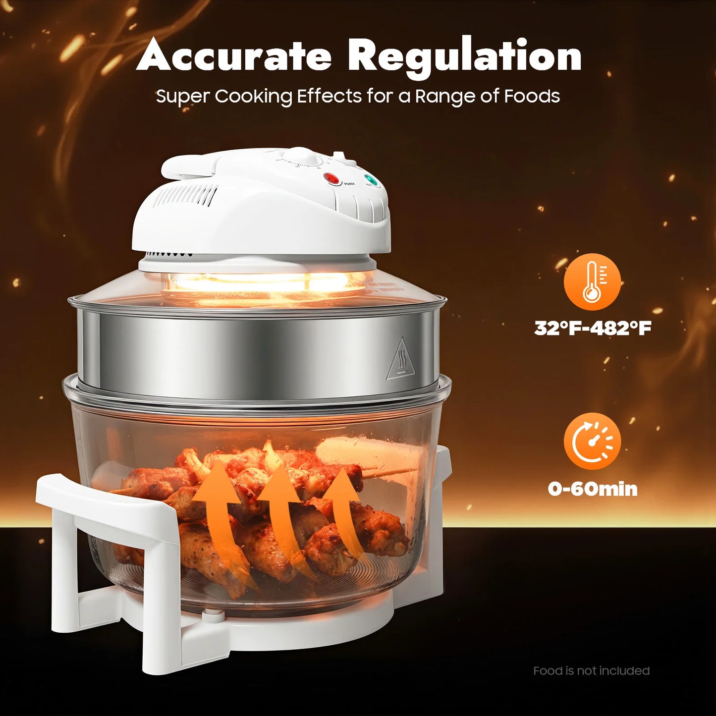 Visual Air Fryer 110V 1200-1400W 360 Degree Hot Air Circulation