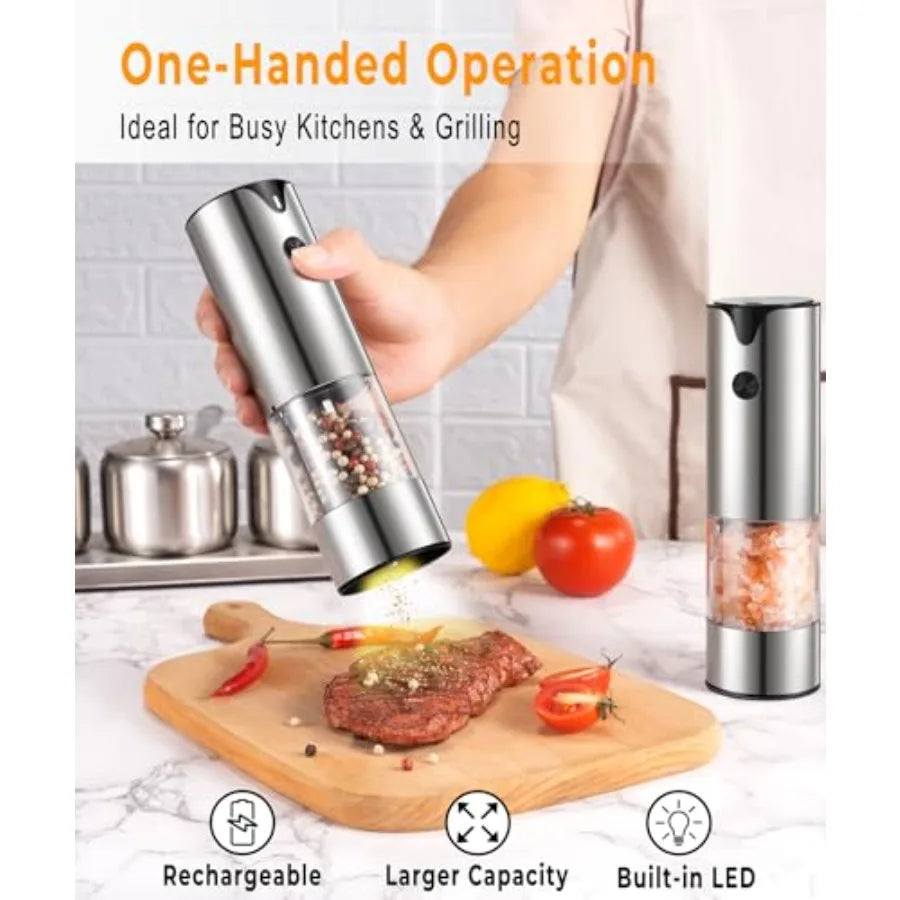 Rechargeable Electric Salt And Pepper Grinder Set Auto Grind