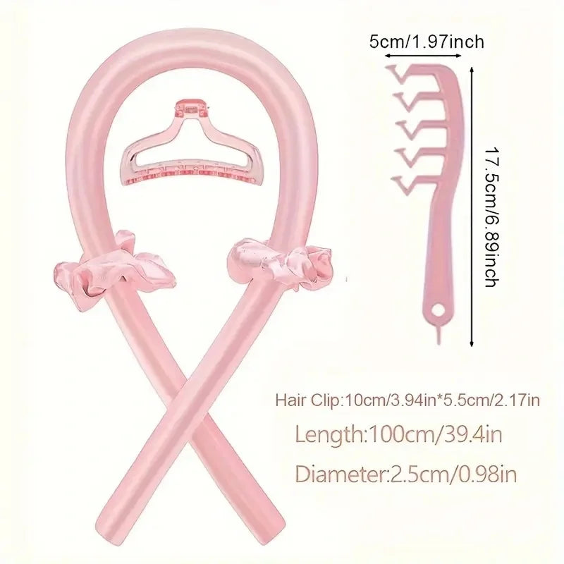 Six-Piece No-Heat Hair Curling Kit With Satin Sleep Cap