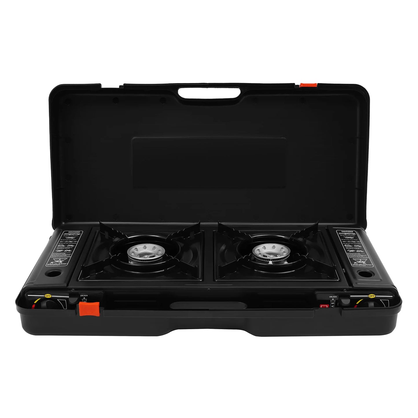 Portable Camping Stove 2500W Two Burner With Grill Tray Case