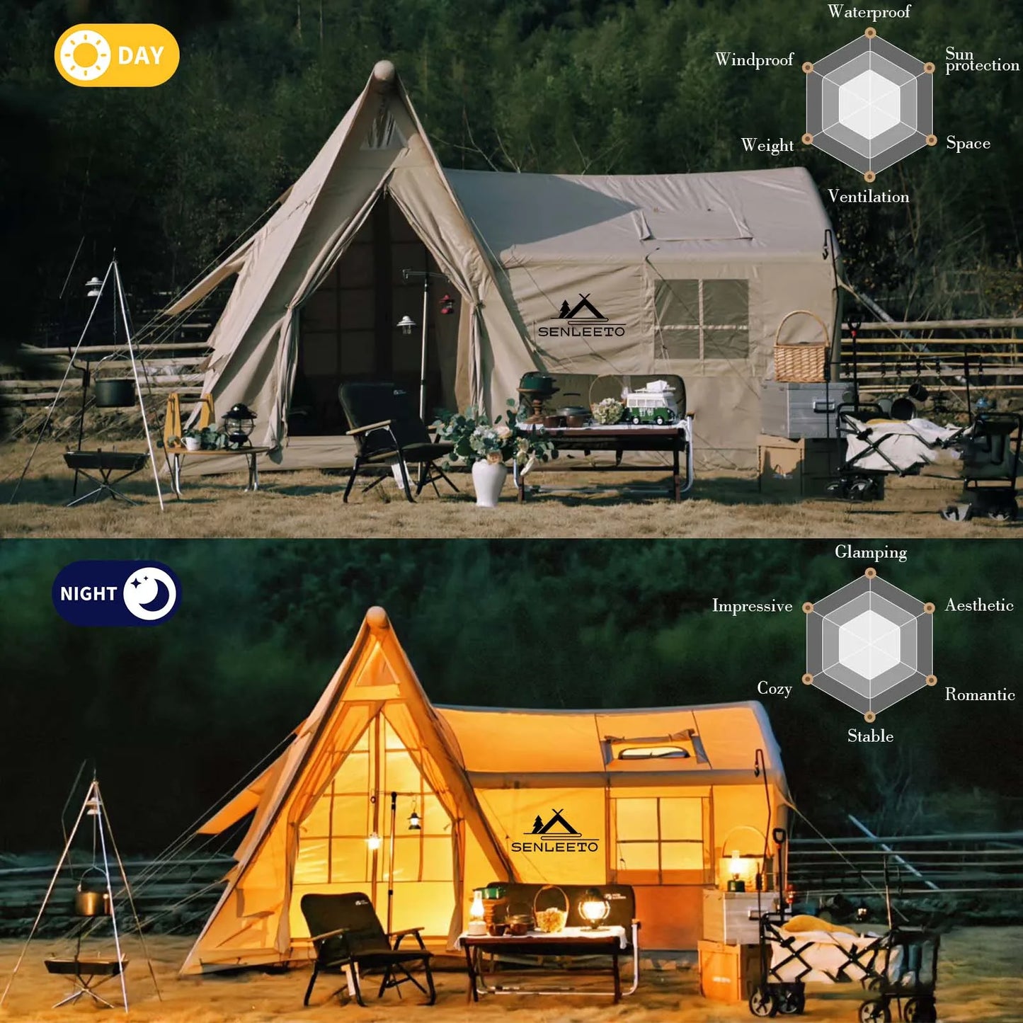 Senleeto Large Inflatable Tent For 8 To 10 People 135Sqft