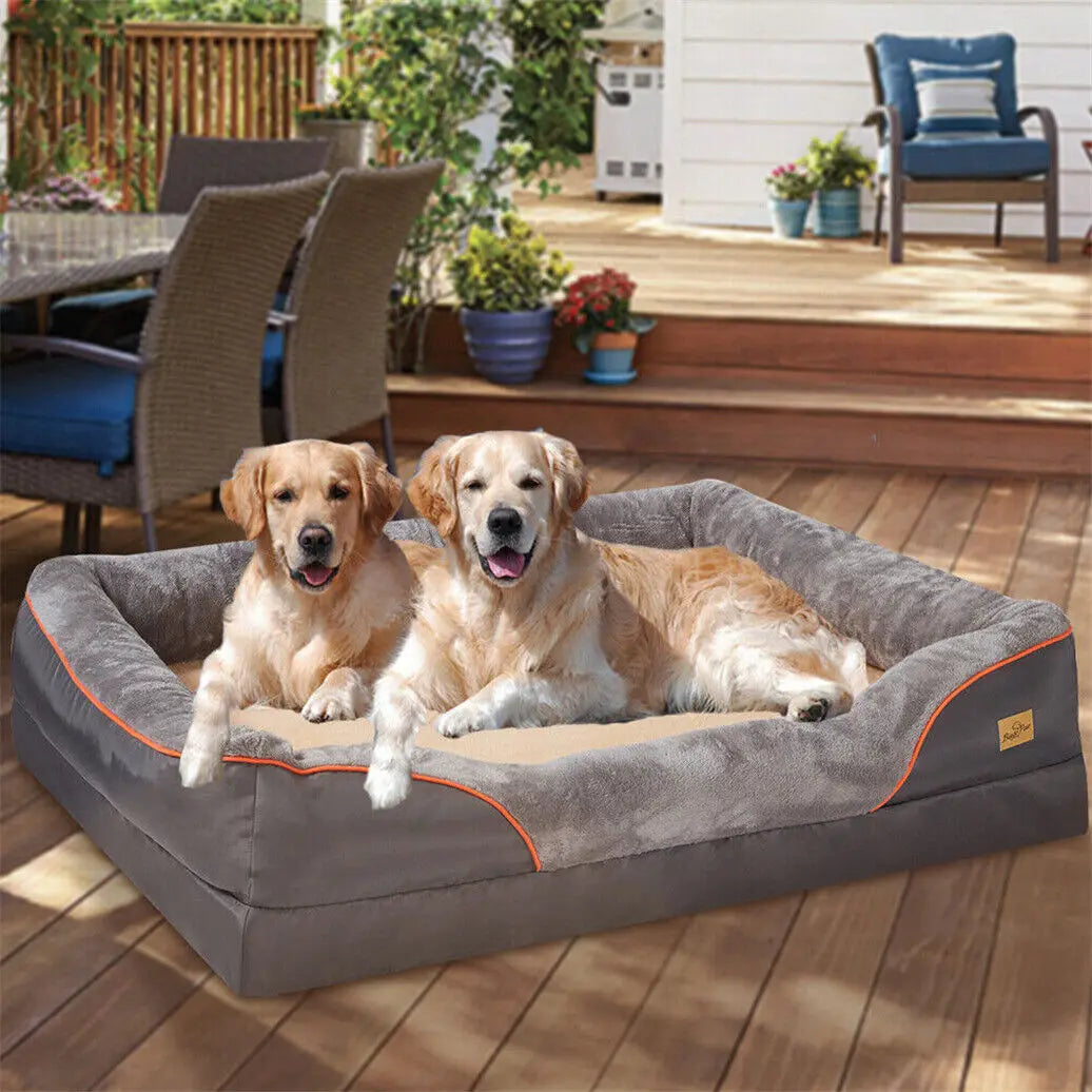 BINGOPAW Jumbo Orthopedic Memory Foam Dog Bed With Bolster Couch