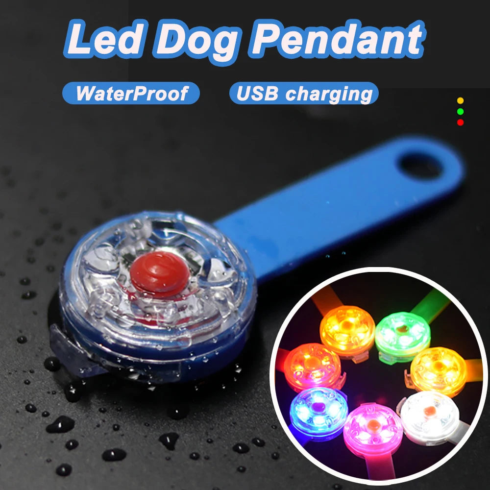 LED Pet Collar Pendant Night Light IPX7 Waterproof Harness
