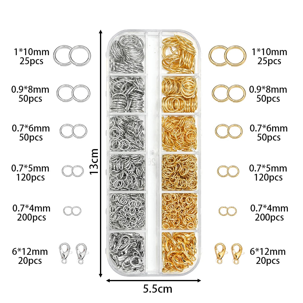 AGCFABS 930Pcs Jewelry Findings Kit With Lobster Clasps Pliers Tweezers