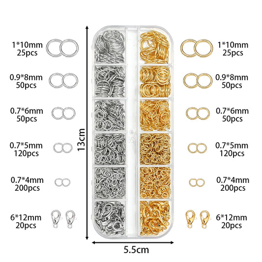 AGCFABS 930Pcs Jewelry Findings Kit With Lobster Clasps Pliers Tweezers