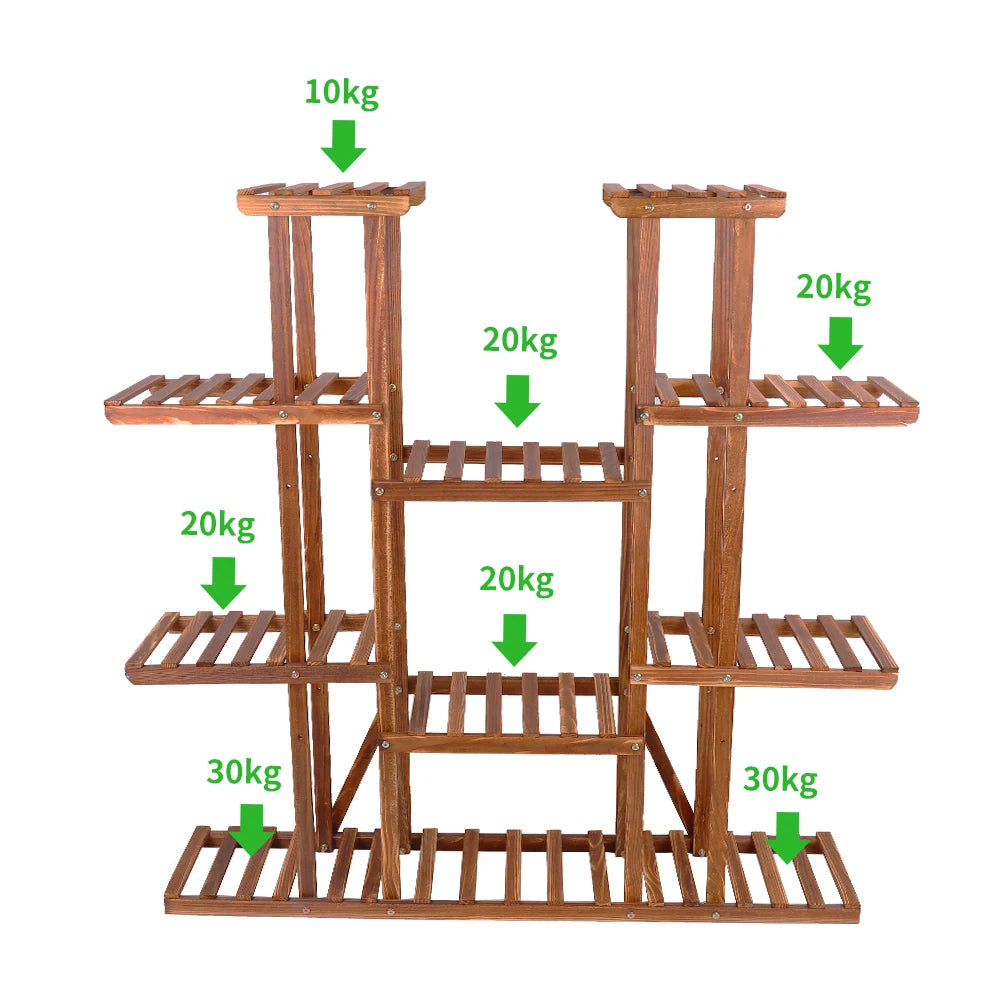 Wisfor Wooden Plant Shelf Multi Tier Indoor Outdoor Display