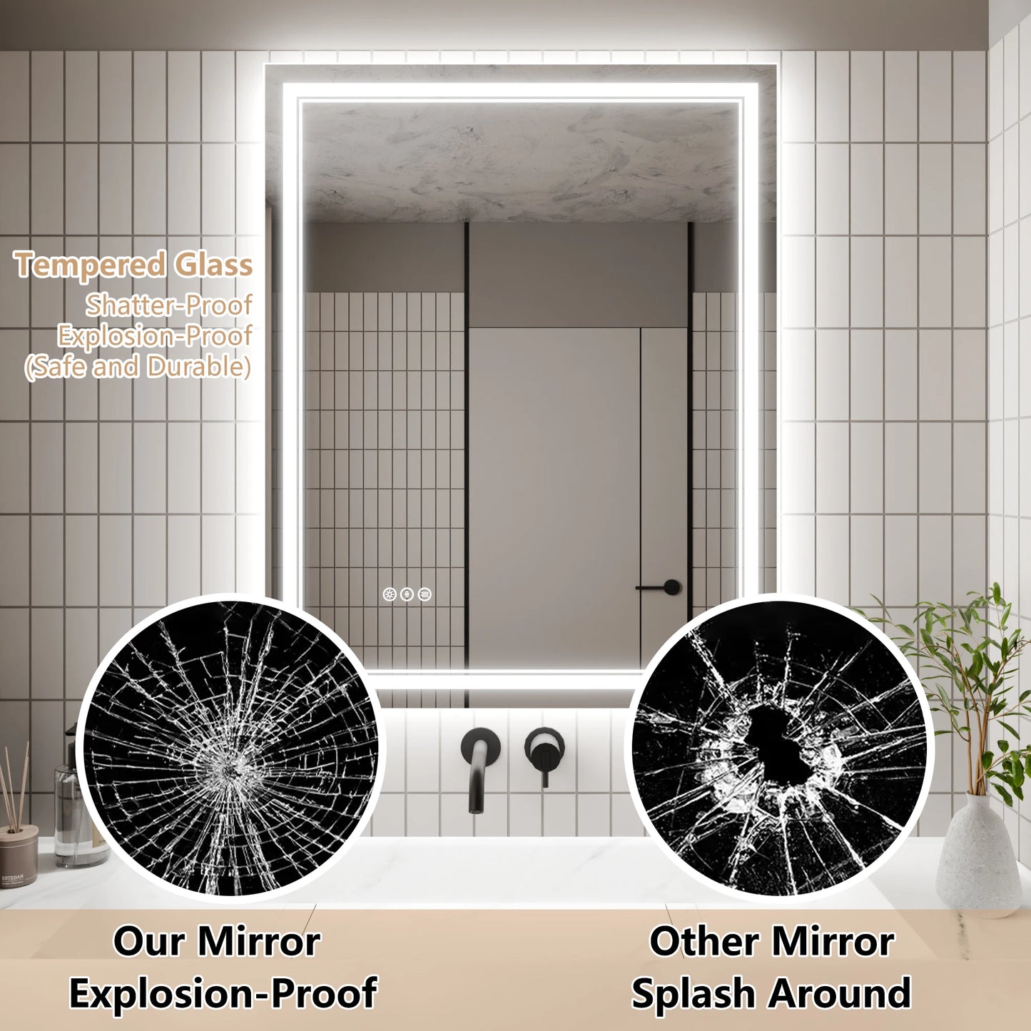 Vanity Mirror With Light Backlit Frontlit Vertical Or Horizontal Mount