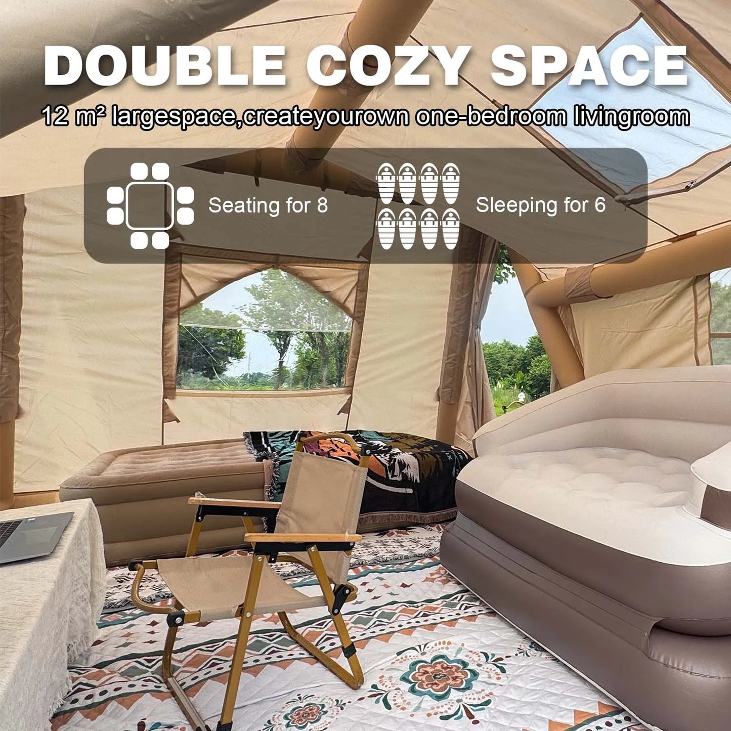 Senleeto Large Inflatable Tent For 8 To 10 People 135Sqft