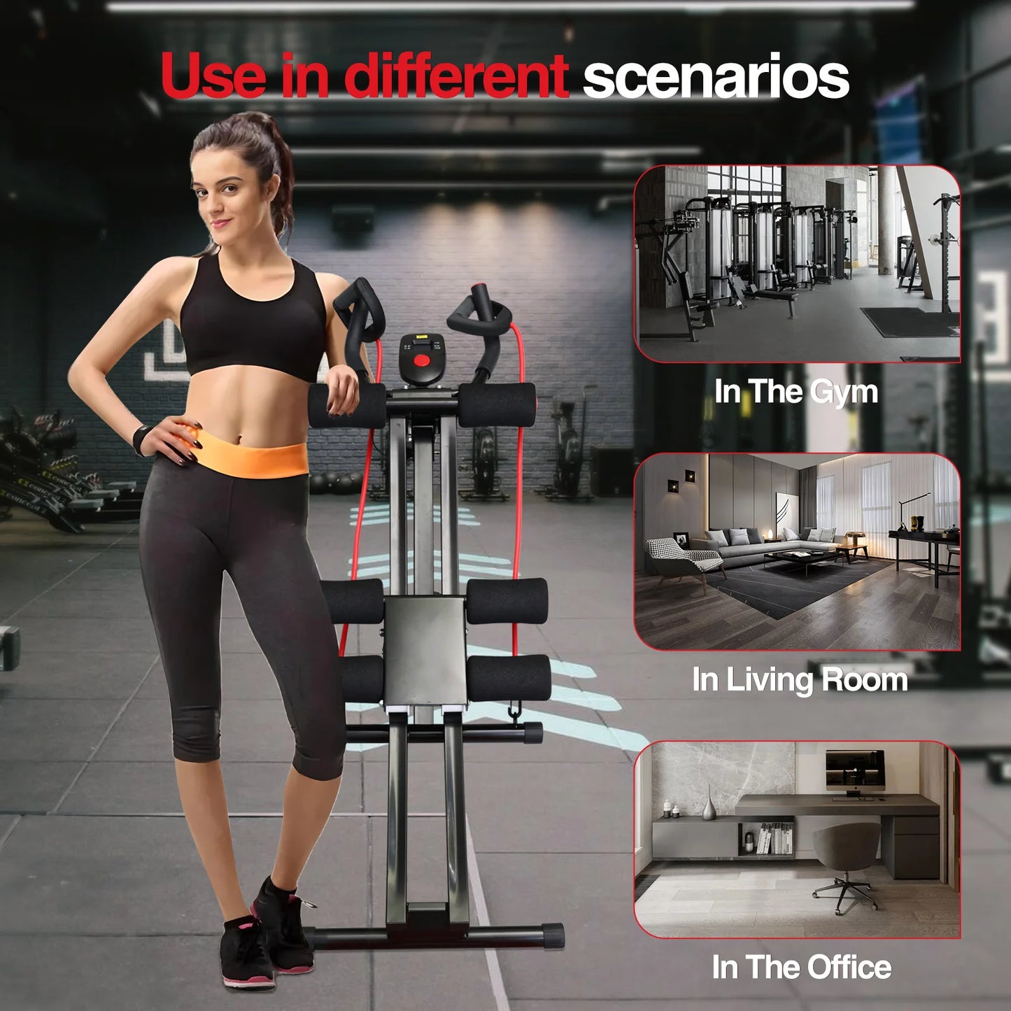 GIKPAL Foldable Ab Machine With LCD Display For Home Gym