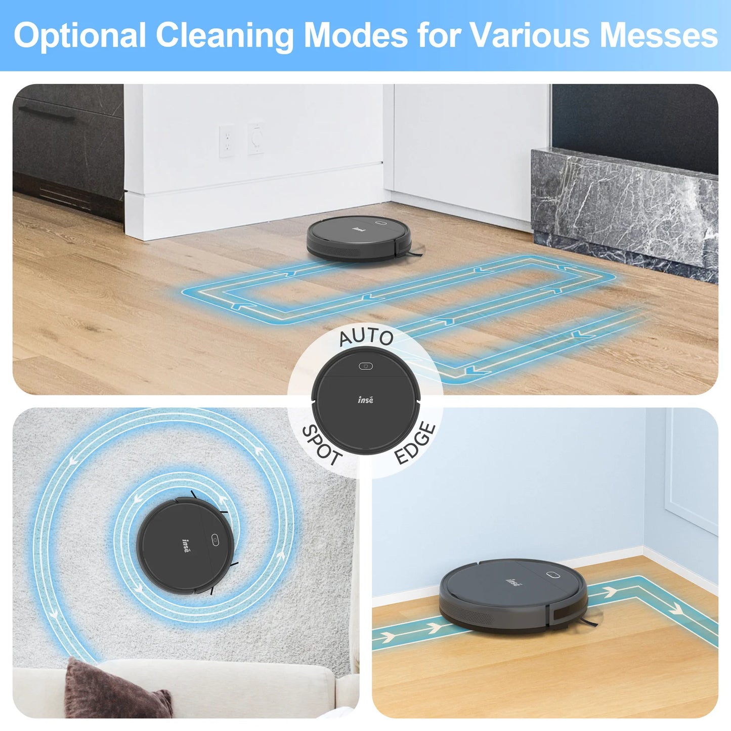 INSE Robot Vacuum Cleaner 3-in-1 Auto Charge With 4000Pa Suction