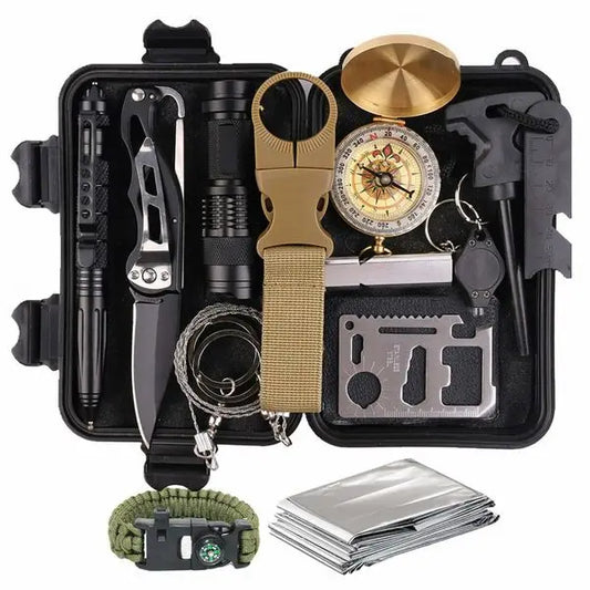 Outdoor 14-In-1 Emergency Survival Kit For Camping And Hiking