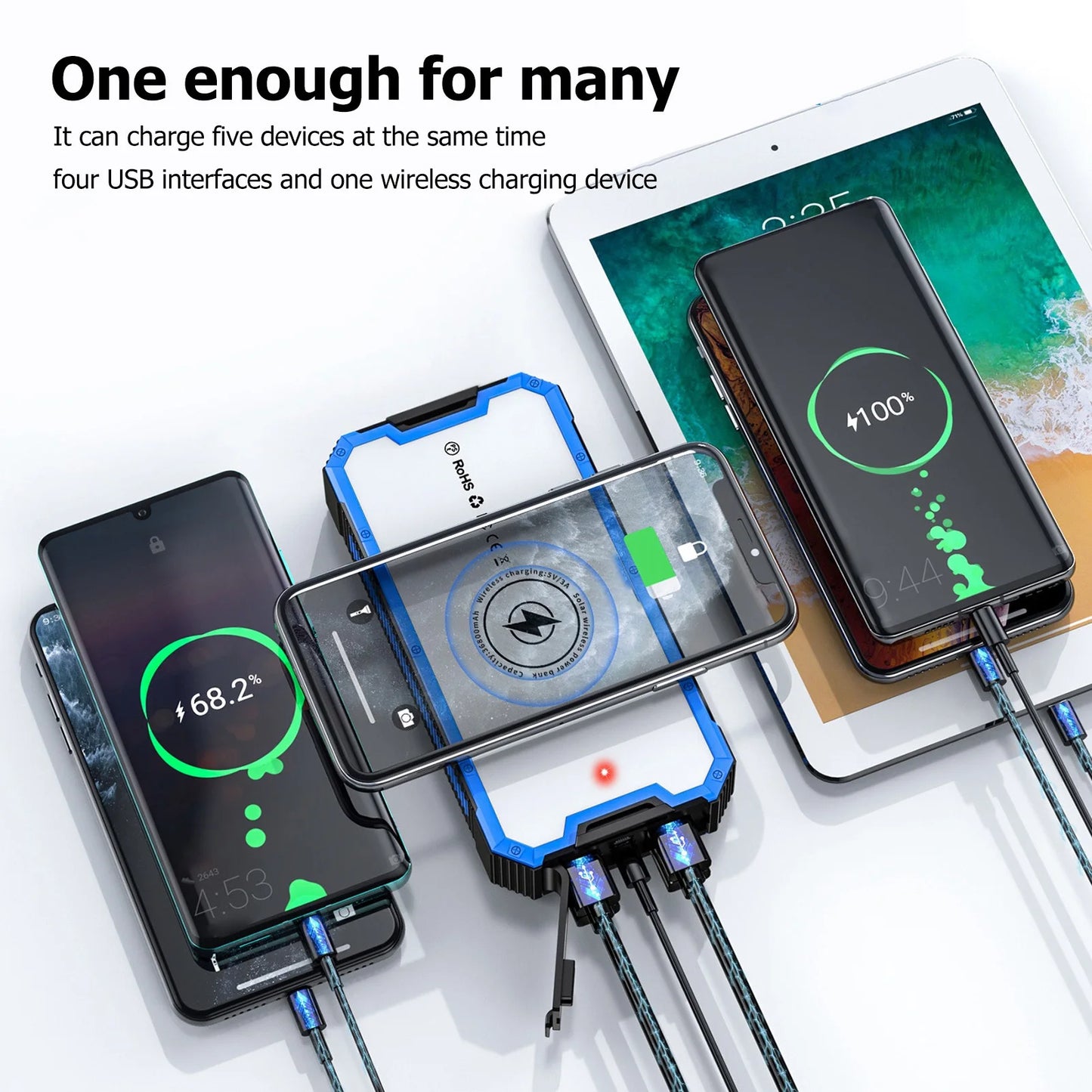 Portable Solar Power Bank Type C For Outdoor Travel Use