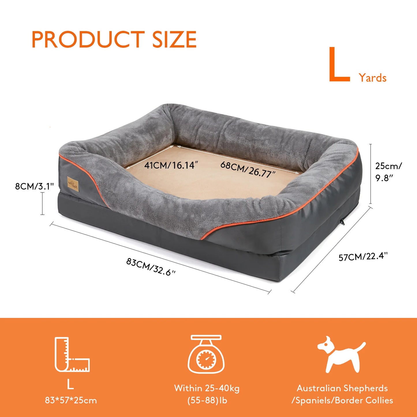 BINGOPAW Dog Bed Waterproof With Removable Washable Cover